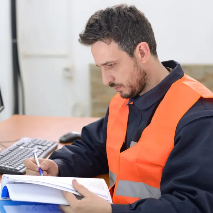 Industrial Control Systems  - Man taking notes in front of computer