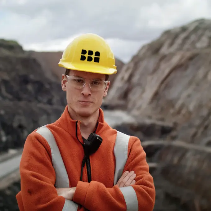 Mining - employee mining pit - helmet with logo